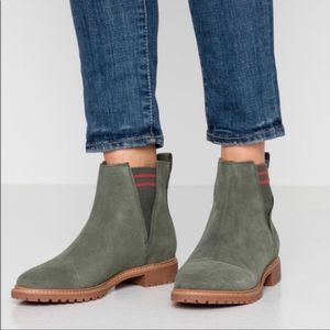 Toms Olive Ankle Boots with Brown Sole